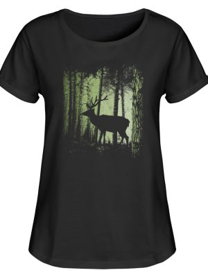 Hirsch im Zwielicht Wald - Damen RollUp Shirt-16