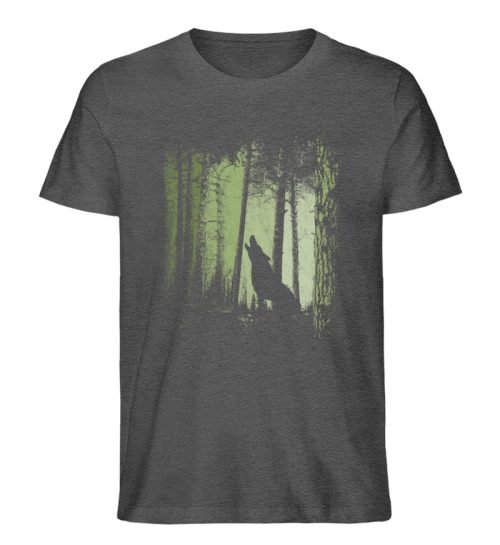 Einsamer Wolf im Zwielicht Wald - Herren Premium Organic Shirt-6898