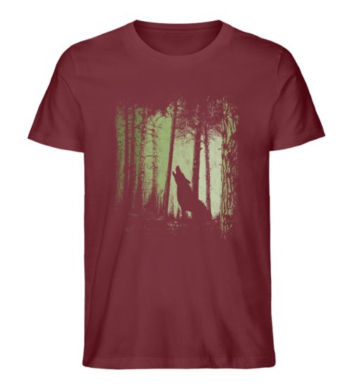 Einsamer Wolf im Zwielicht Wald - Herren Premium Organic Shirt-6883