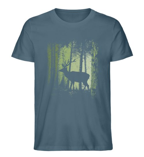 Hirsch im Zwielicht Wald - Herren Premium Organic Shirt-6895