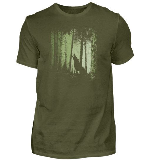 Einsamer Wolf im Zwielicht Wald - Herren Shirt-1109