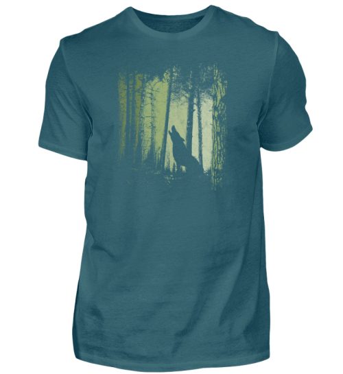 Einsamer Wolf im Zwielicht Wald - Herren Shirt-1096