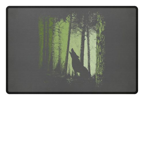 Einsamer Wolf im Zwielicht Wald - Fußmatte-6778