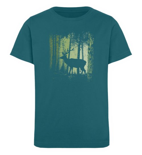 Hirsch im Zwielicht Wald - Kinder Organic T-Shirt-6889