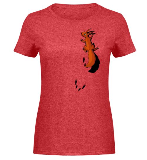 kletterndes Eichhörnchen mit Spuren - Damen Melange Shirt-6802