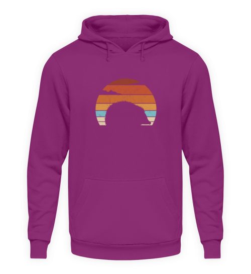 Retro Igel Silhouette im Sonnenuntergang - Unisex Kapuzenpullover Hoodie-1658