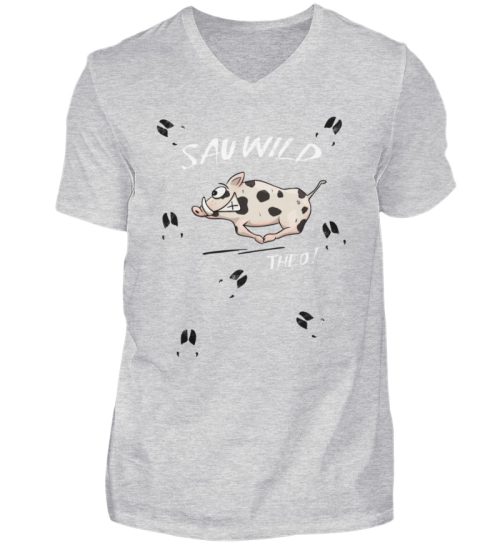 Sauwild wilde Sau | Wildschwein Theo - Herren V-Neck Shirt-236
