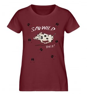 Sauwild wilde Sau | Wildschwein Theo - Damen Premium Organic Shirt-6883