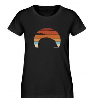 Retro Igel Silhouette im Sonnenuntergang - Damen Premium Organic Shirt-16