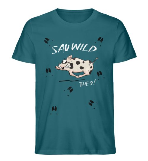 Sauwild wilde Sau | Wildschwein Theo - Herren Premium Organic Shirt-6889