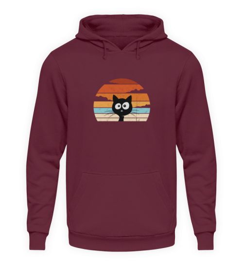 Retro schwarze Katze vor Sonnenuntergang - Unisex Kapuzenpullover Hoodie-839