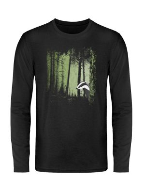 frecher Dachs im Zwielicht Wald - Unisex Long Sleeve T-Shirt-16