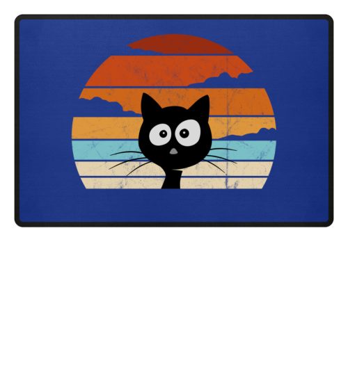 Retro schwarze Katze vor Sonnenuntergang - Fußmatte-27