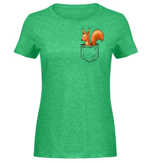 Lässiges Eichhörnchen In Tasche - Damen Melange Shirt-6804