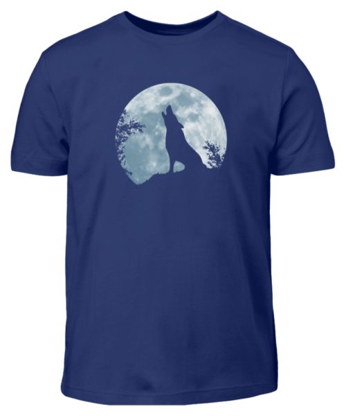 Heulender Wolf Silhouette vor Vollmond - Kinder T-Shirt-1115