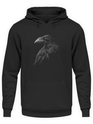 Kritzelkunst-Rabe Krähe - Unisex Kapuzenpullover Hoodie-1624