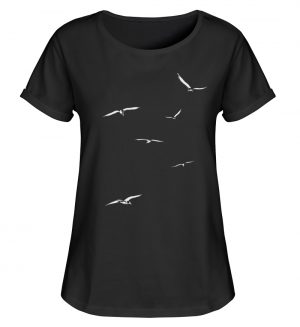 Vogelschwarm - fliegende Vögel - Damen RollUp Shirt-16