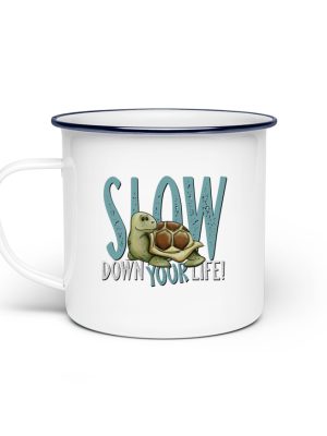 Slow Down Your Life Schildkröte - Emaille Tasse-3