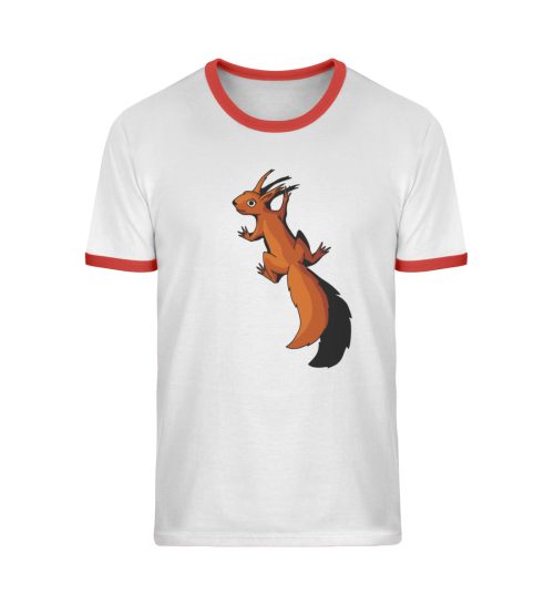 Süßes Eichhörnchen klettert - Unisex Organic Ringer T-Shirt-7123