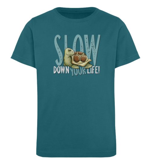 Slow Down Your Life Schildkröte - Kinder Organic T-Shirt-6889