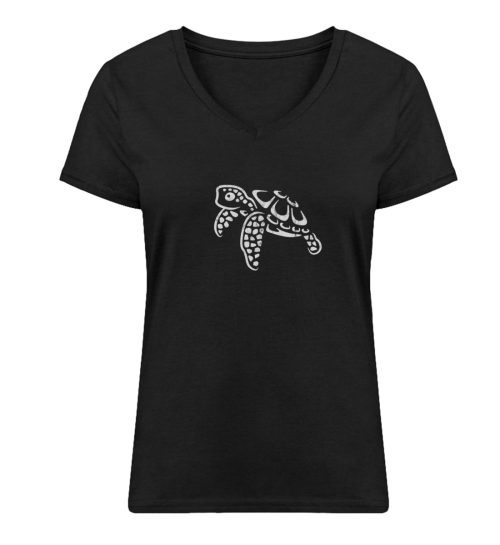 schwimmende Meeres-Schildkröte - Damen Premium Organic V-Neck T-Shirt ST/ST-16