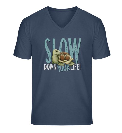 Slow Down Your Life Schildkröte - Herren Premium Organic V-Neck Shirt ST/ST-7058