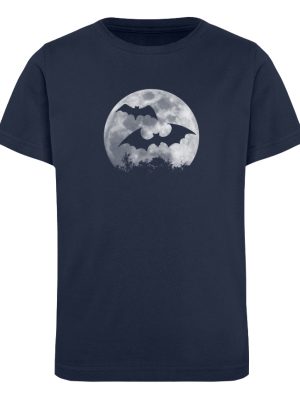Fledermaus Silhouetten bei Vollmond - Kinder Organic T-Shirt-6887