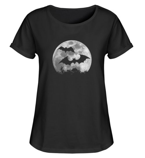 Fledermaus Silhouetten bei Vollmond - Damen RollUp Shirt-16