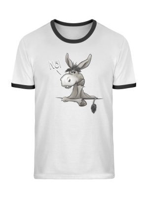 Nö! Störrisches Maultier Lässiger Esel - Unisex Organic Ringer T-Shirt-7124