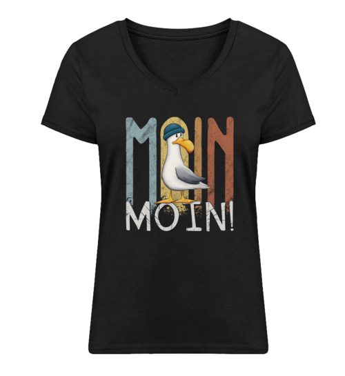 Moin Moin norddeutsche Möwe - Damen Premium Organic V-Neck T-Shirt ST/ST-16