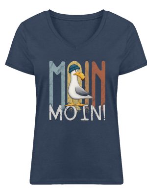 Moin Moin norddeutsche Möwe - Damen Premium Organic V-Neck T-Shirt ST/ST-7058