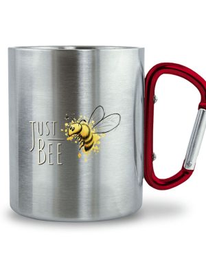 Just Bee, kleine Honig-Biene - Edelstahltasse mit Karabinergriff-6989