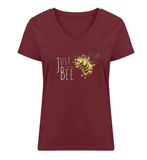Just Bee, kleine Honig-Biene - Damen Premium Organic V-Neck T-Shirt ST/ST-6883