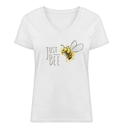 Just Bee, kleine Honig-Biene - Damen Premium Organic V-Neck T-Shirt ST/ST-3