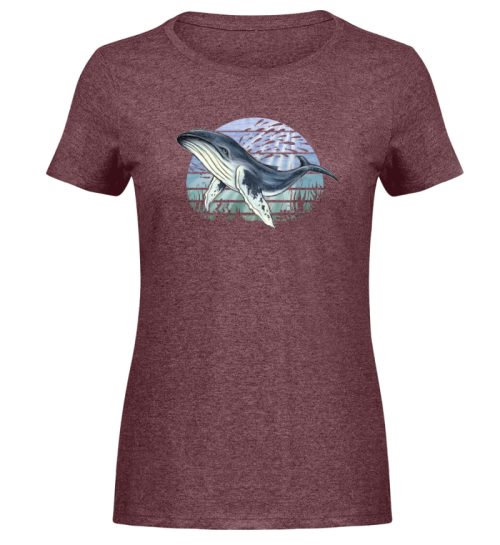 Retro Unterwasser Buckelwal - Damen Melange Shirt-6805
