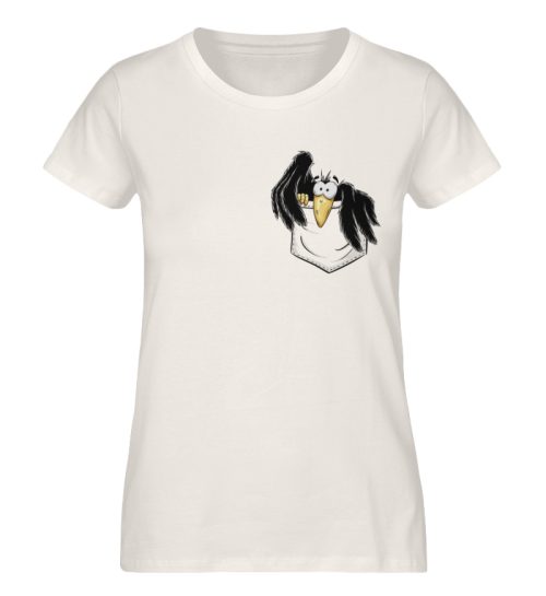 Kleiner Rabe | schwarze Krähe In Tasche - Damen Premium Organic Shirt-6881