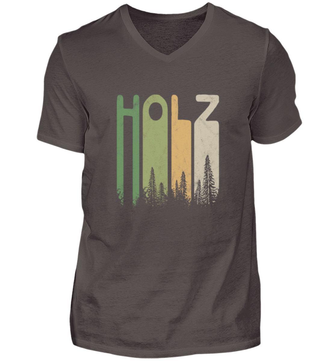 Retro Style Holz | Holziger Wald Nadelholz - Herren V-Neck Shirt-2618