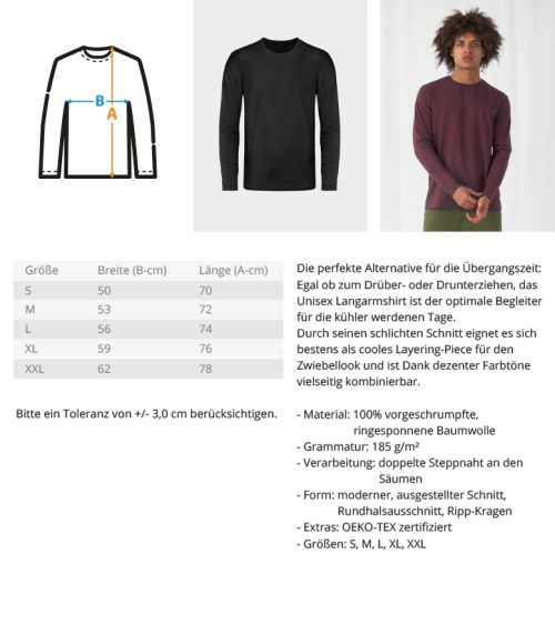 Kleiner Rabe | schwarze Krähe In Tasche  - Unisex Long Sleeve T-Shirt – Bild 5