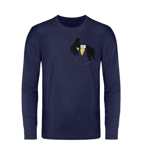 Kleiner Rabe | schwarze Krähe In Tasche - Unisex Long Sleeve T-Shirt-198