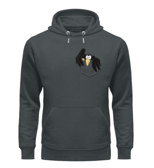 Kleiner Rabe | schwarze Krähe In Tasche - Unisex Organic Hoodie-7147