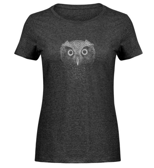 Eule Kritzelkunst Illustration - Damen Melange Shirt-6808