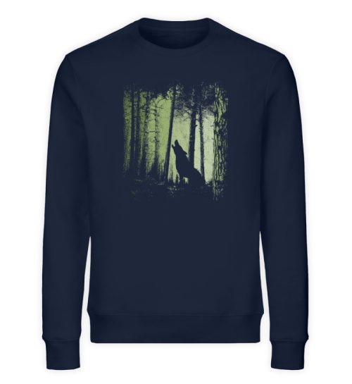 Einsamer Wolf Schatten im Zwielicht Wald - Unisex Organic Sweatshirt-6887