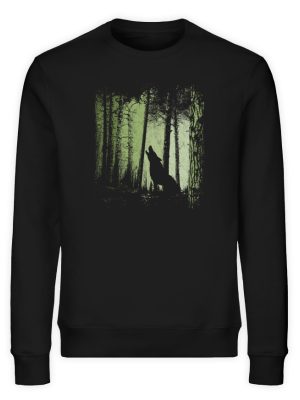 Einsamer Wolf Schatten im Zwielicht Wald - Unisex Organic Sweatshirt-16