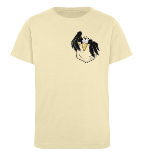 Kleiner Rabe | schwarze Krähe In Tasche - Kinder Organic T-Shirt-7131