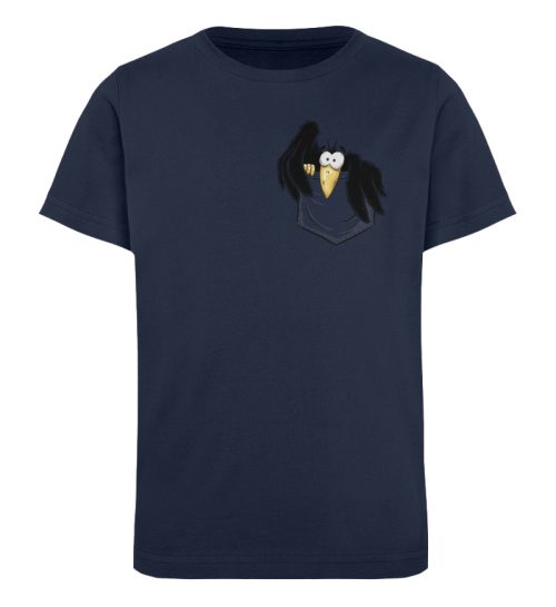 Kleiner Rabe | schwarze Krähe In Tasche - Kinder Organic T-Shirt-6887