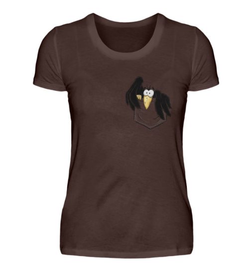 Kleiner Rabe | schwarze Krähe In Tasche - Damen Premiumshirt-1074