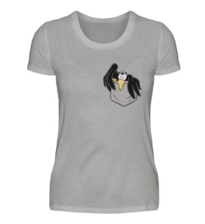 Kleiner Rabe | schwarze Krähe In Tasche - Damen Premiumshirt-2998