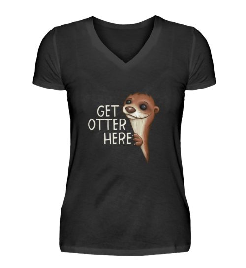 Get Otter Here | Lustiger Otter Kalauer - V-Neck Damenshirt-16