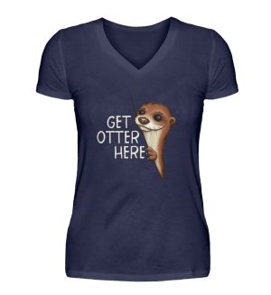 Get Otter Here | Lustiger Otter Kalauer - V-Neck Damenshirt-198