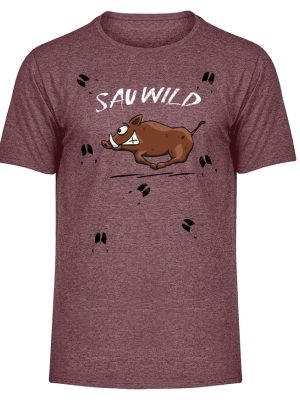 Sauwild wilde Sau | Wildschwein Keiler - Herren Melange Shirt-6805